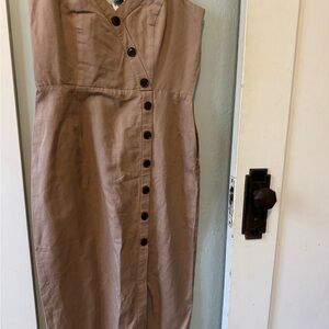 Amour Vert Tan Midi Dress with Button Detail